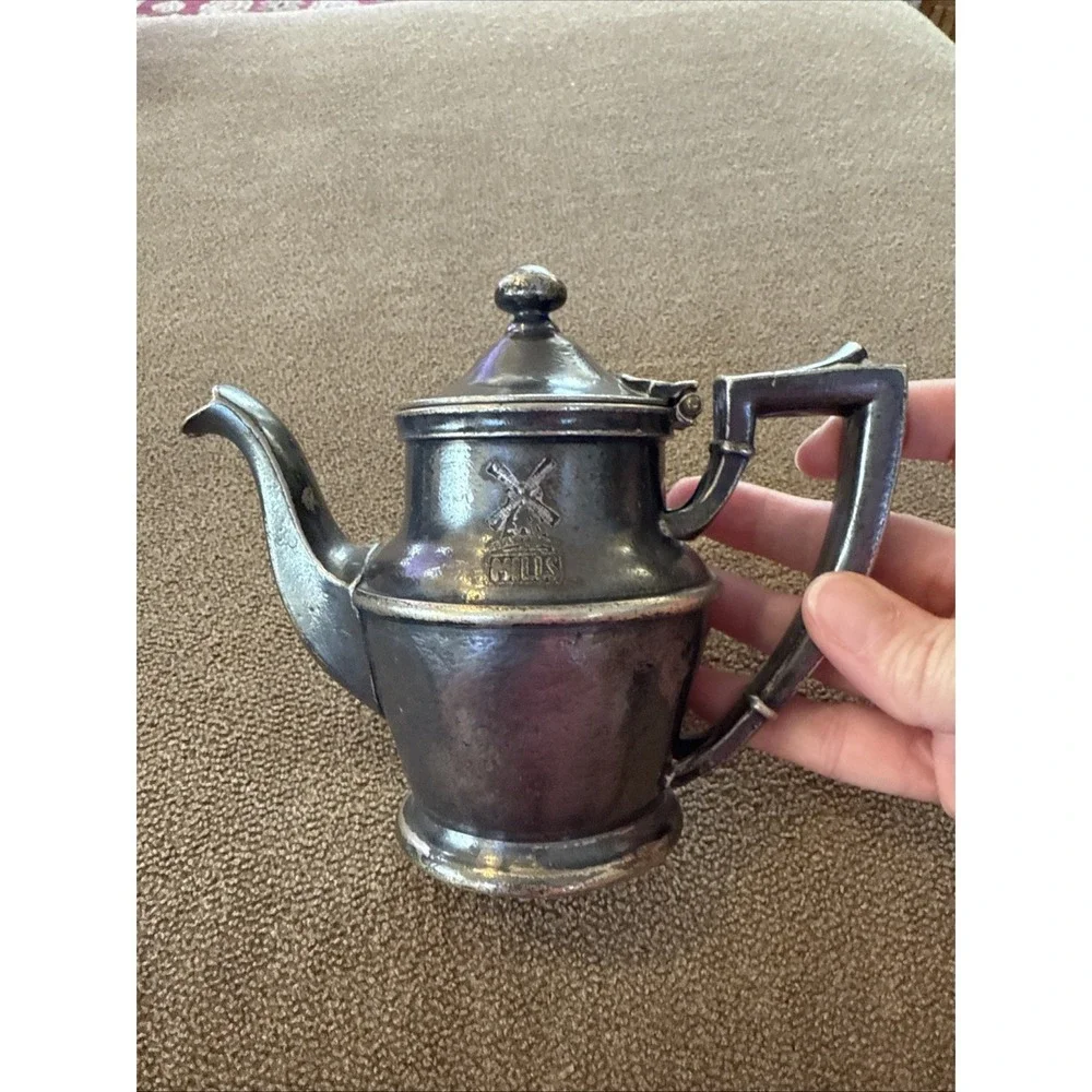 Vintage MILLS International Silver Soldered Milk Creamer Tea 8oz Lidded (TD)